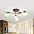 Modern gold oval shade semi flush mount – dining room glass light