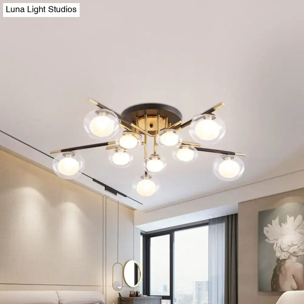 Modern gold oval shade semi flush mount – dining room glass light
