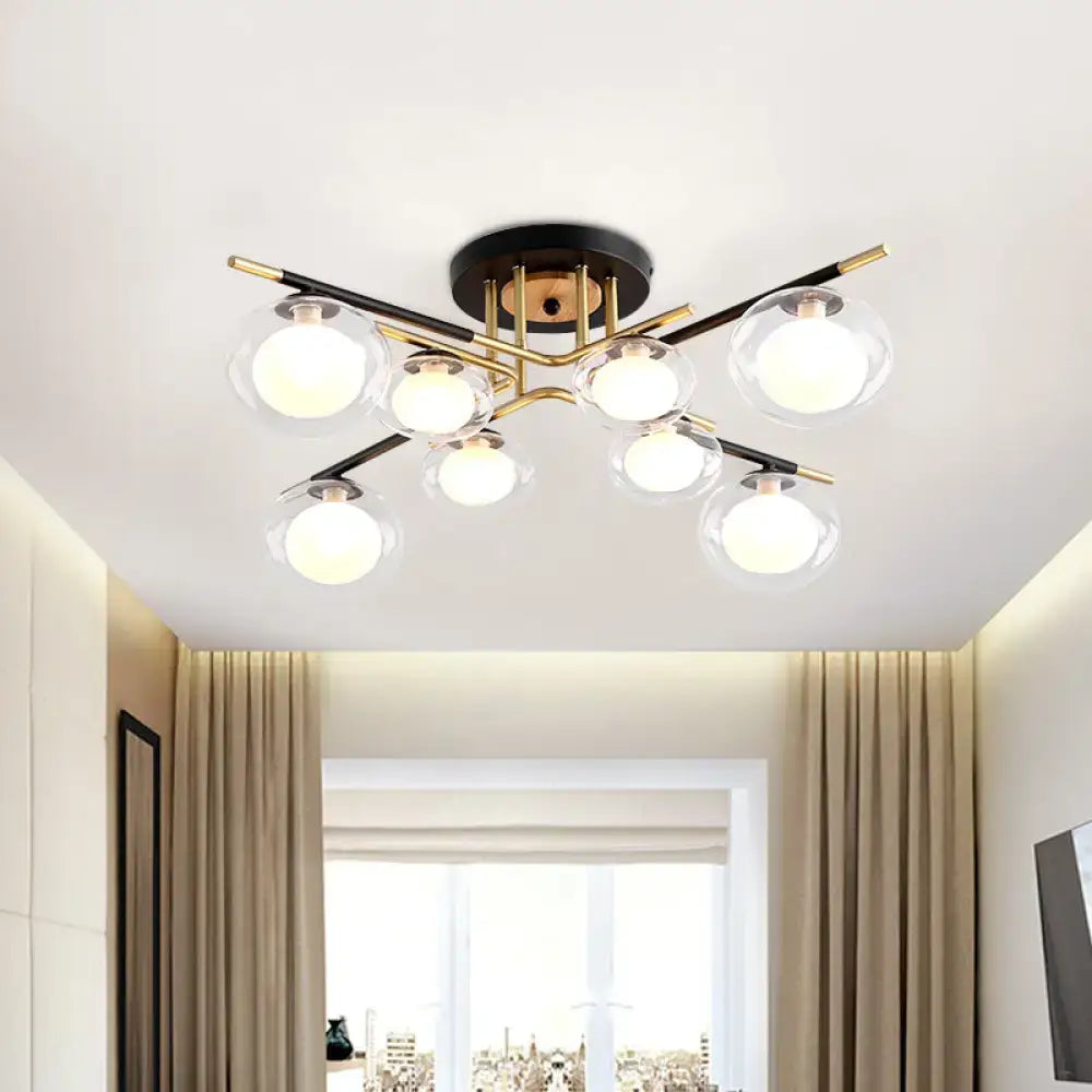 Modern gold oval shade semi flush mount – dining room glass light