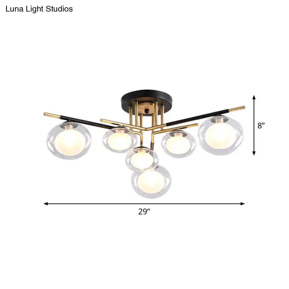 Modern gold oval shade semi flush mount – dining room glass light