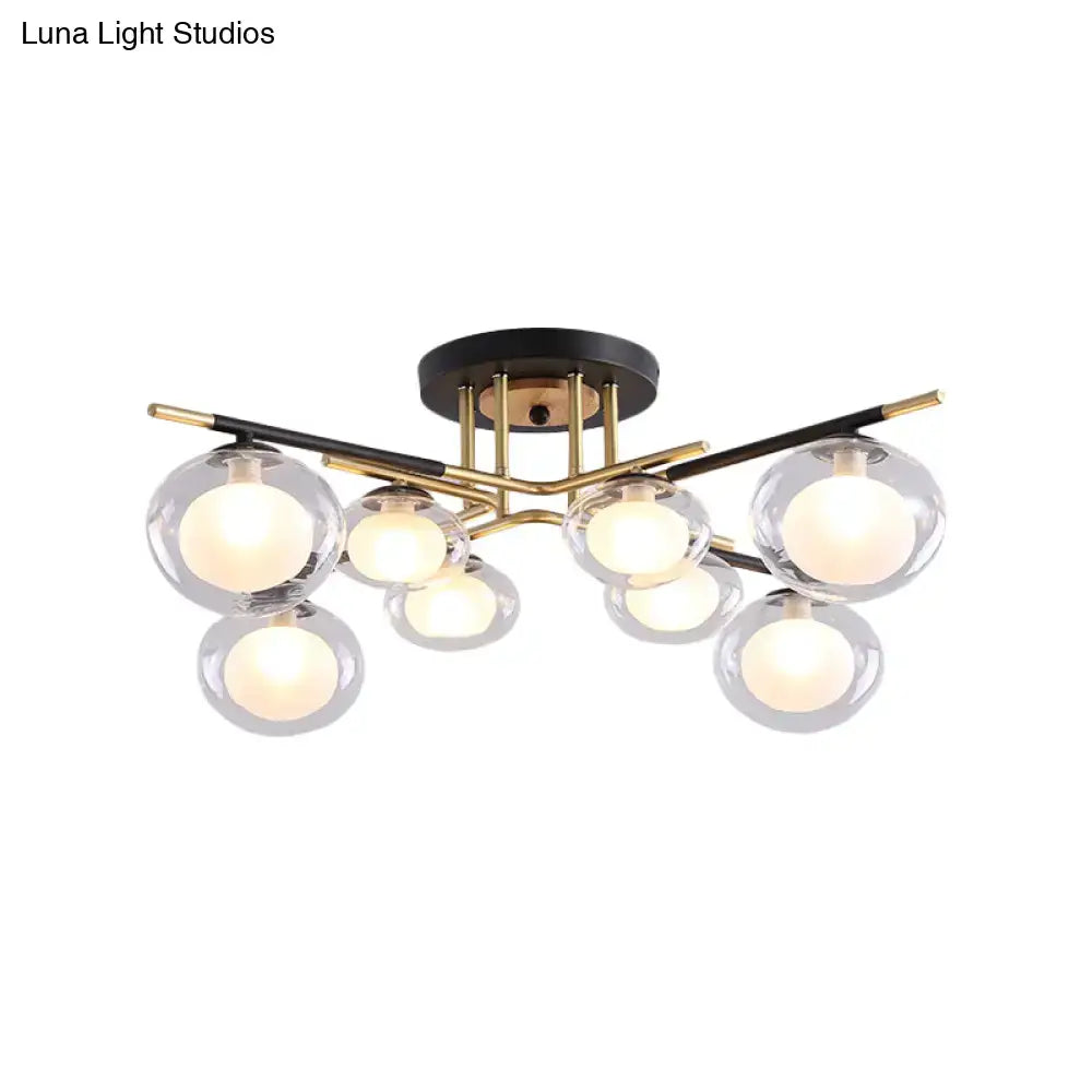 Modern gold oval shade semi flush mount – dining room glass light