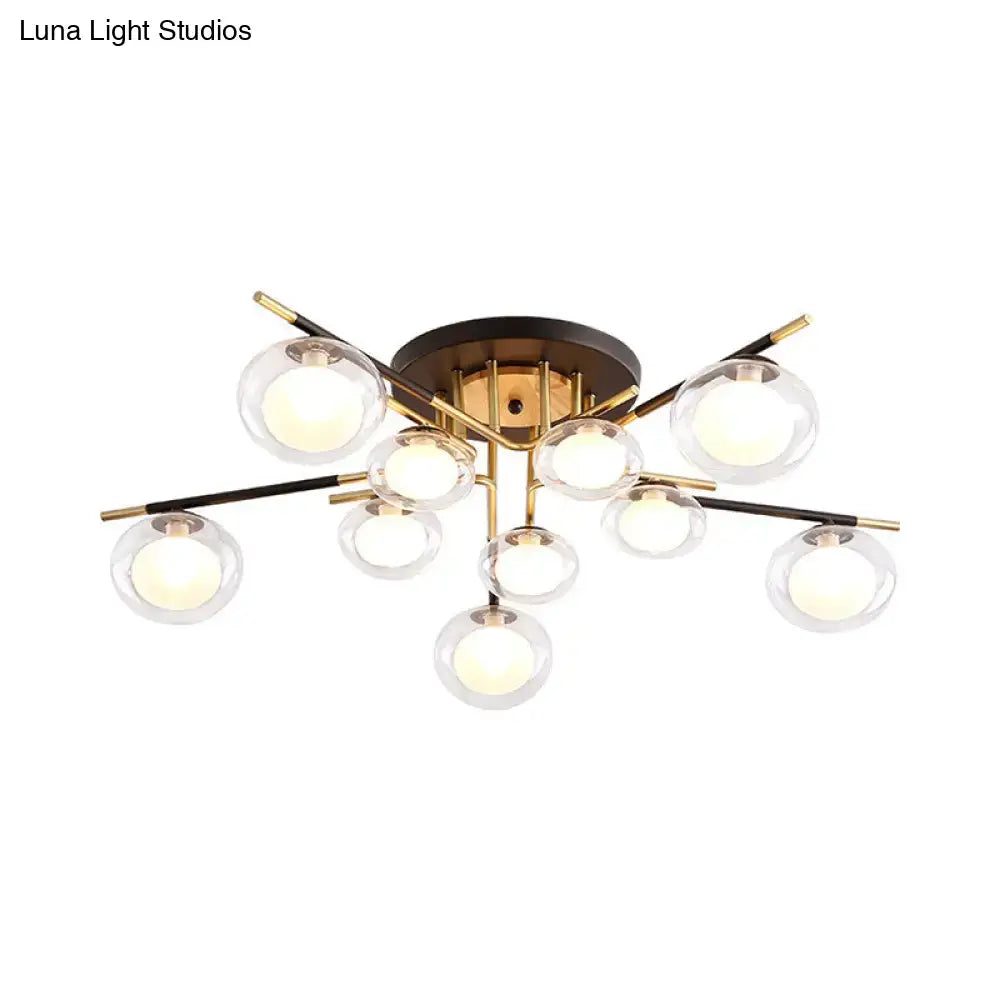 Modern gold oval shade semi flush mount – dining room glass light