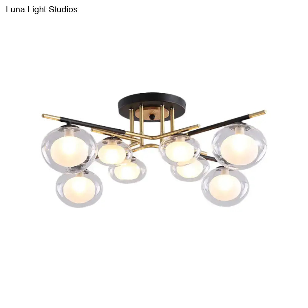 Modern gold oval shade semi flush mount – dining room glass light