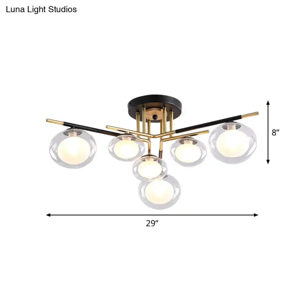 Modern gold oval shade semi flush mount – dining room glass light