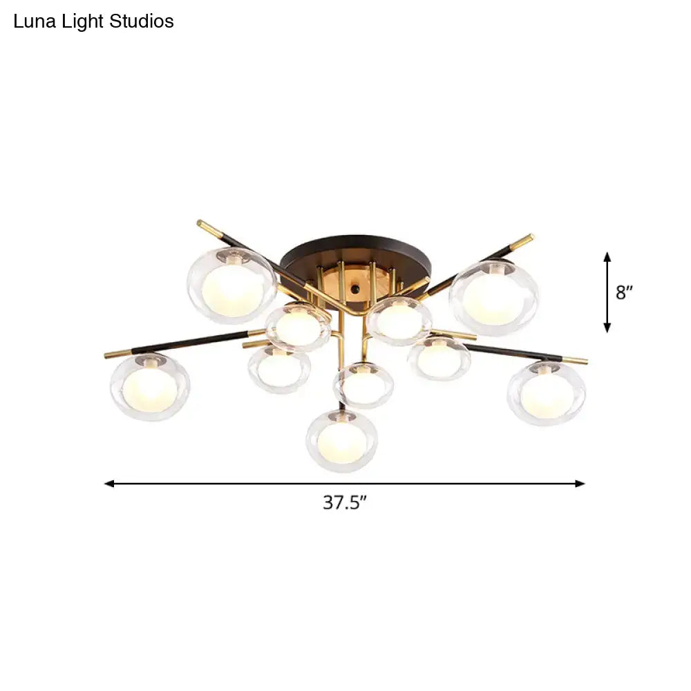 Modern gold oval shade semi flush mount – dining room glass light