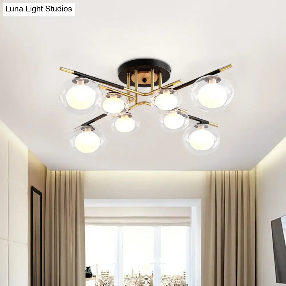 Modern gold oval shade semi flush mount – dining room glass light