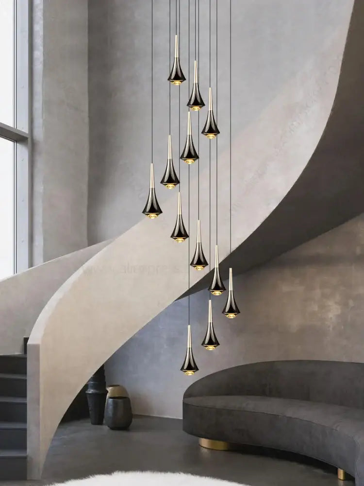 Decorbites contemporary horn chandelier living room black glass light