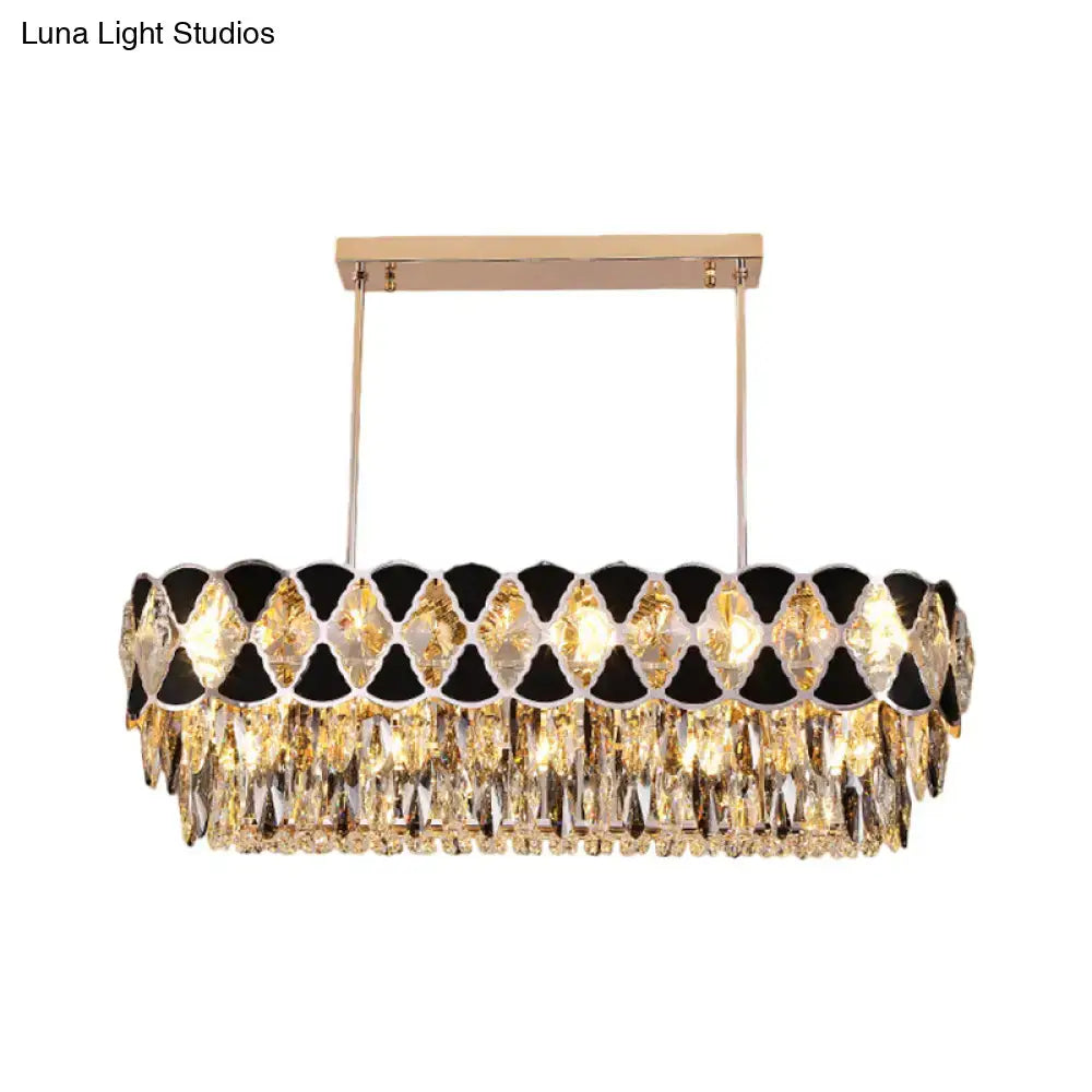 Contemporary chrome and black triangle ornament chandelier dining room
