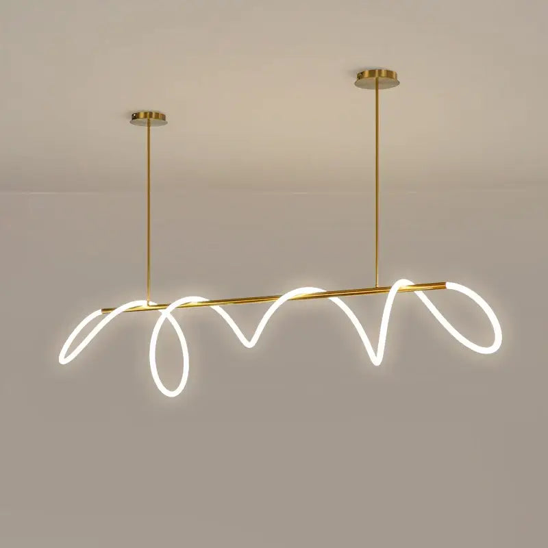 Modern gold curved contemporary led chandelier dining room light