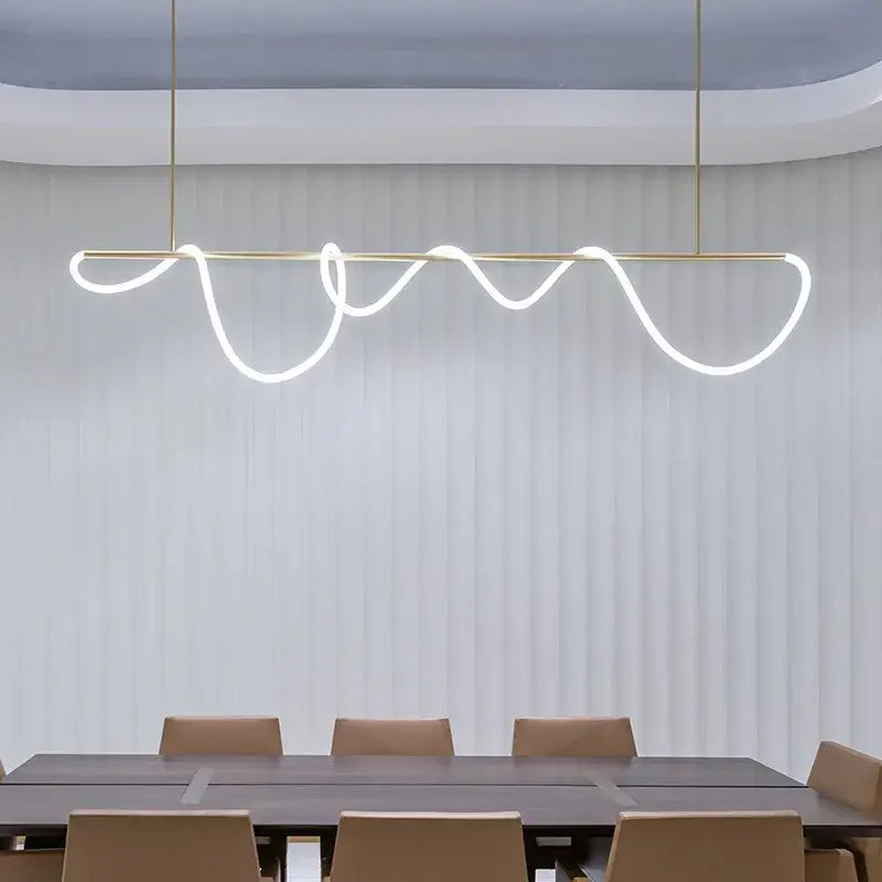 Modern gold curved contemporary led chandelier dining room light