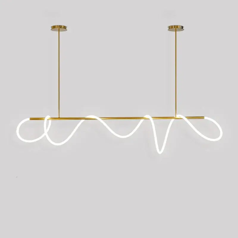 Modern gold curved contemporary led chandelier dining room light