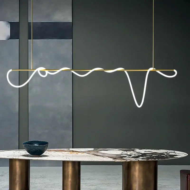 Modern gold curved contemporary led chandelier dining room light