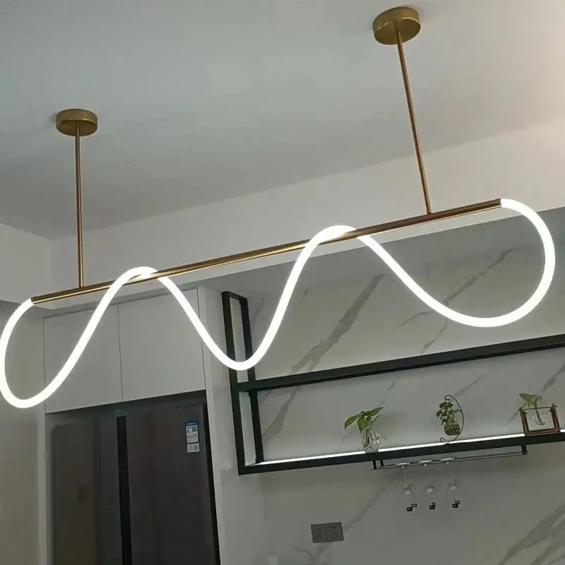 Modern gold curved contemporary led chandelier dining room light