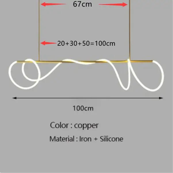 Modern gold curved contemporary led chandelier dining room light