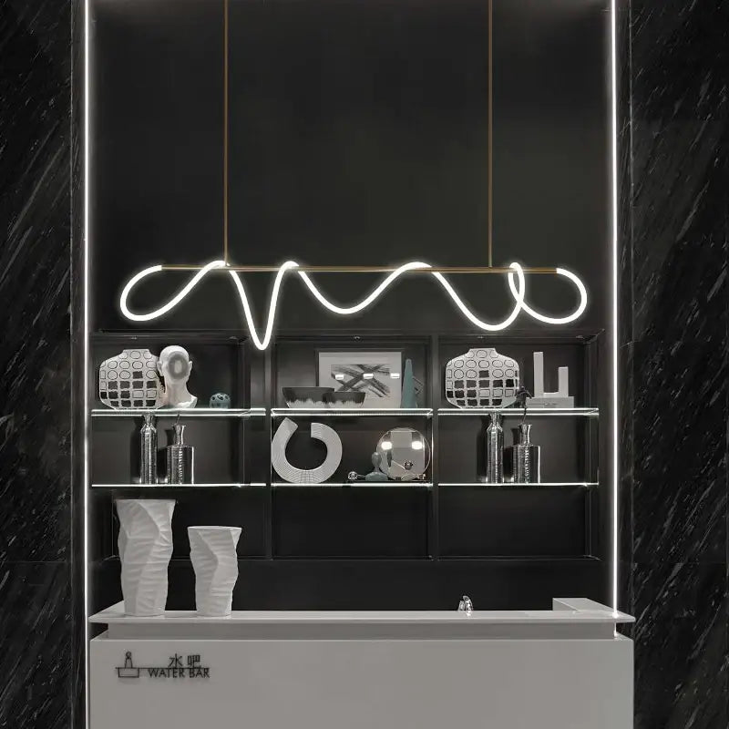 Modern gold curved contemporary led chandelier dining room light