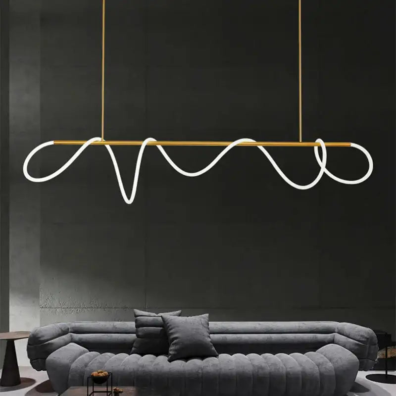 Modern gold curved contemporary led chandelier dining room light