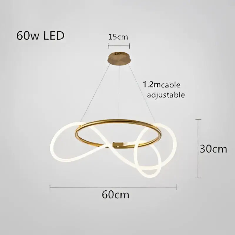 Modern gold curved contemporary led chandelier dining room light