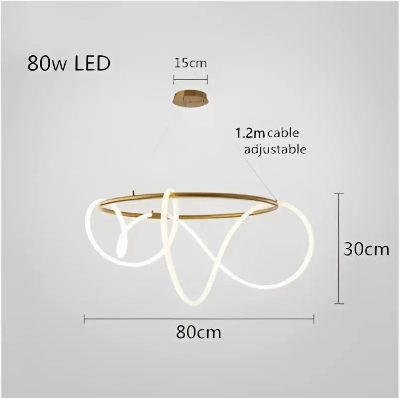 Modern gold curved contemporary led chandelier dining room light
