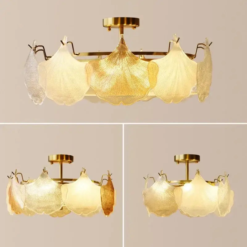 Decorbites contemporary led chandelier gold leaf dining room light