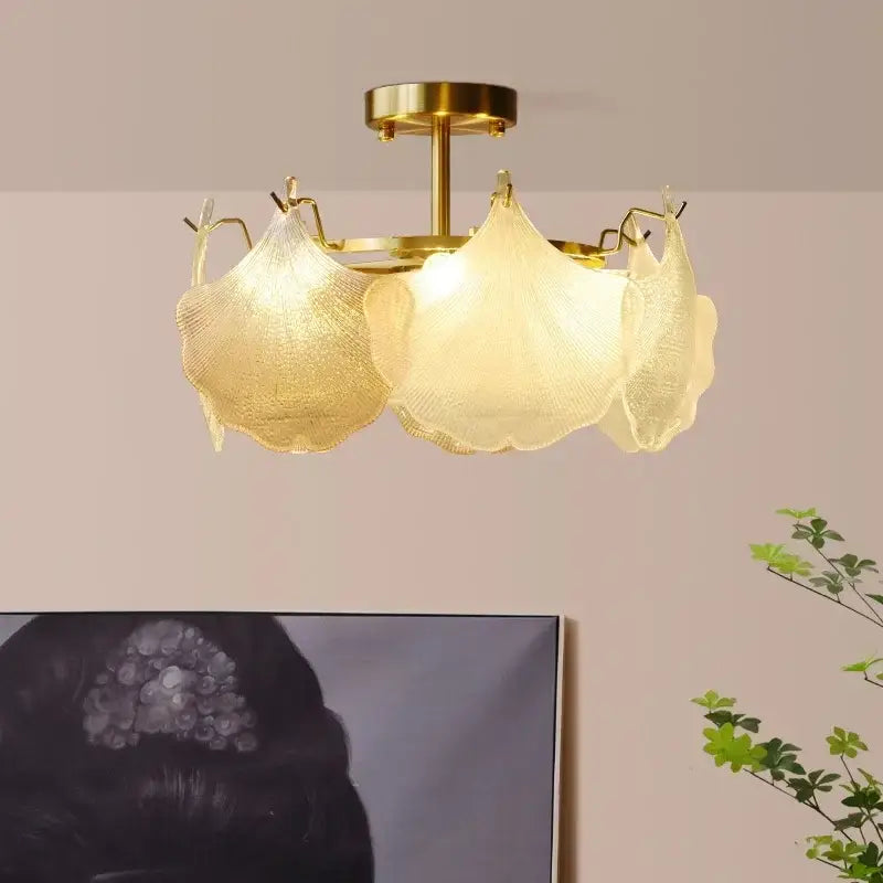 Decorbites contemporary led chandelier gold leaf dining room light
