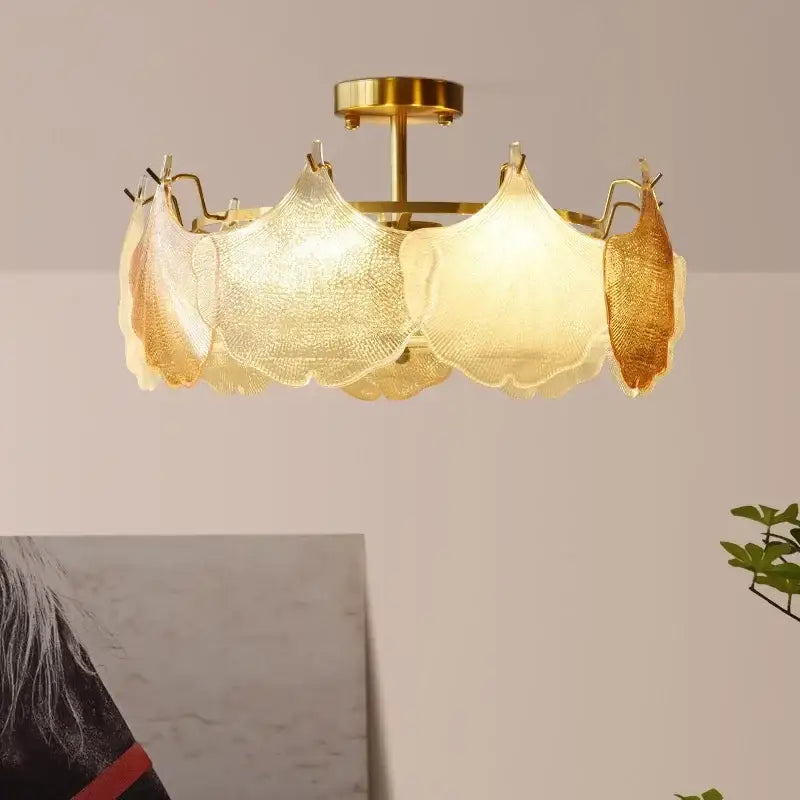 Decorbites contemporary led chandelier gold leaf dining room light