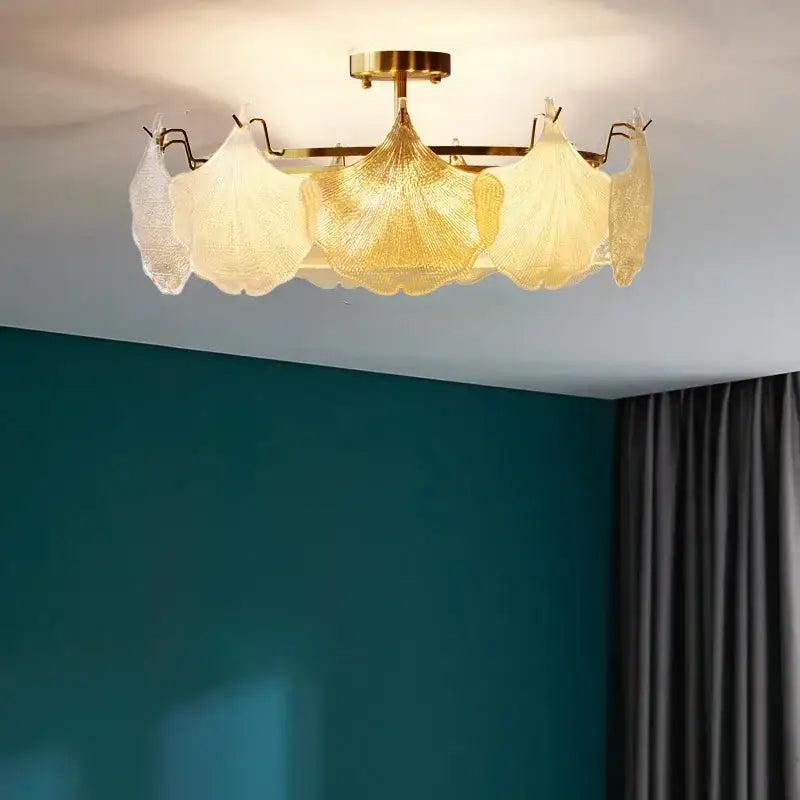 Decorbites contemporary led chandelier gold leaf dining room light