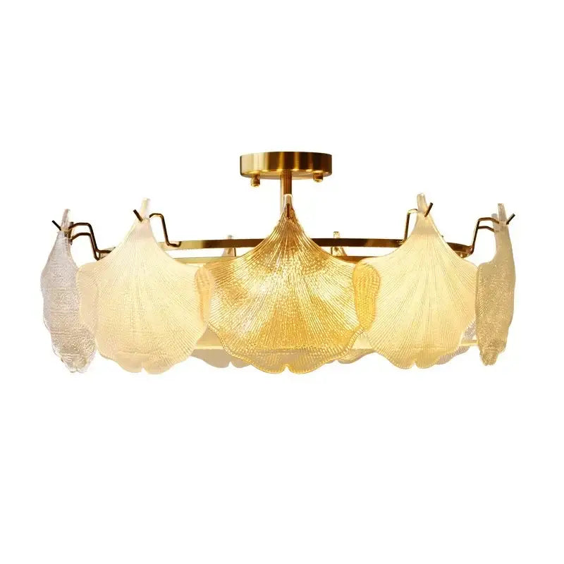 Decorbites contemporary led chandelier gold leaf dining room light