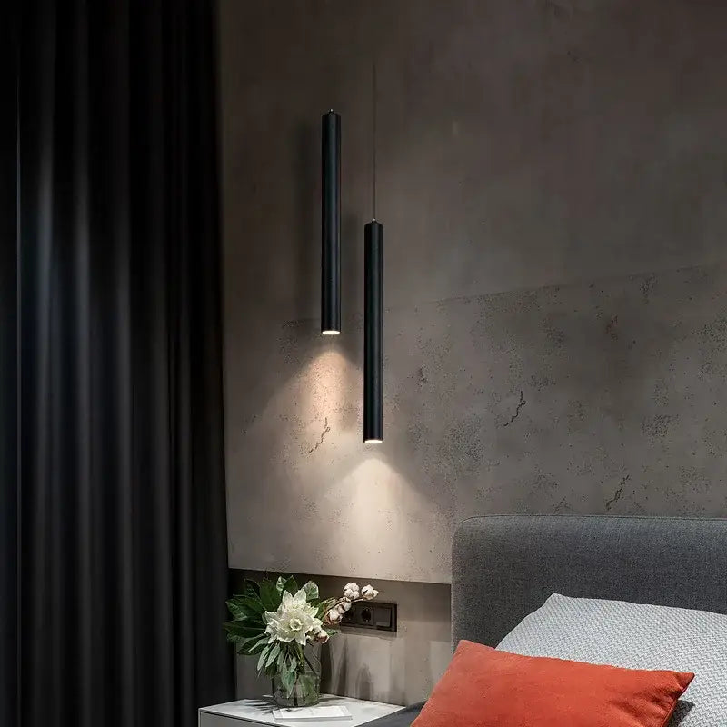 Contemporary black led pendant light dining room two piece set