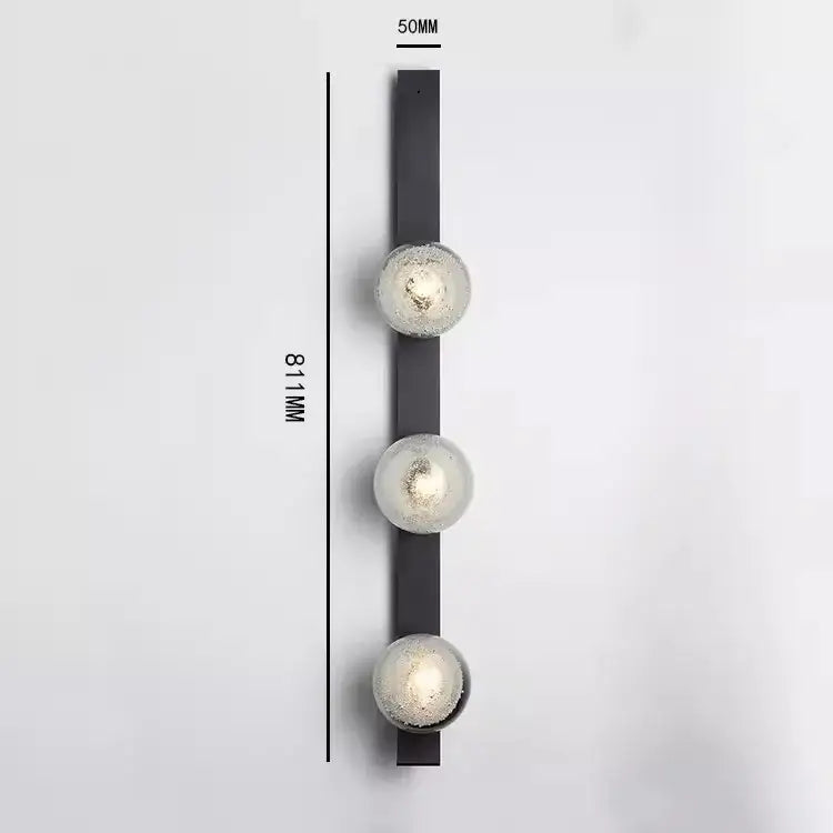 Contemporary brushed brass bubble glass wall light bedroom sconce