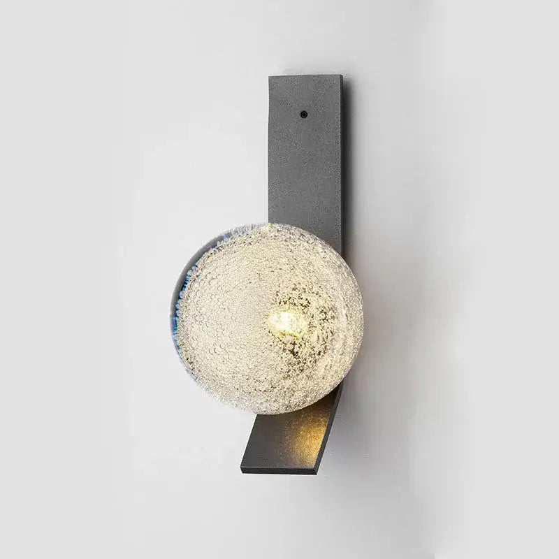 Contemporary brushed brass bubble glass wall light bedroom sconce