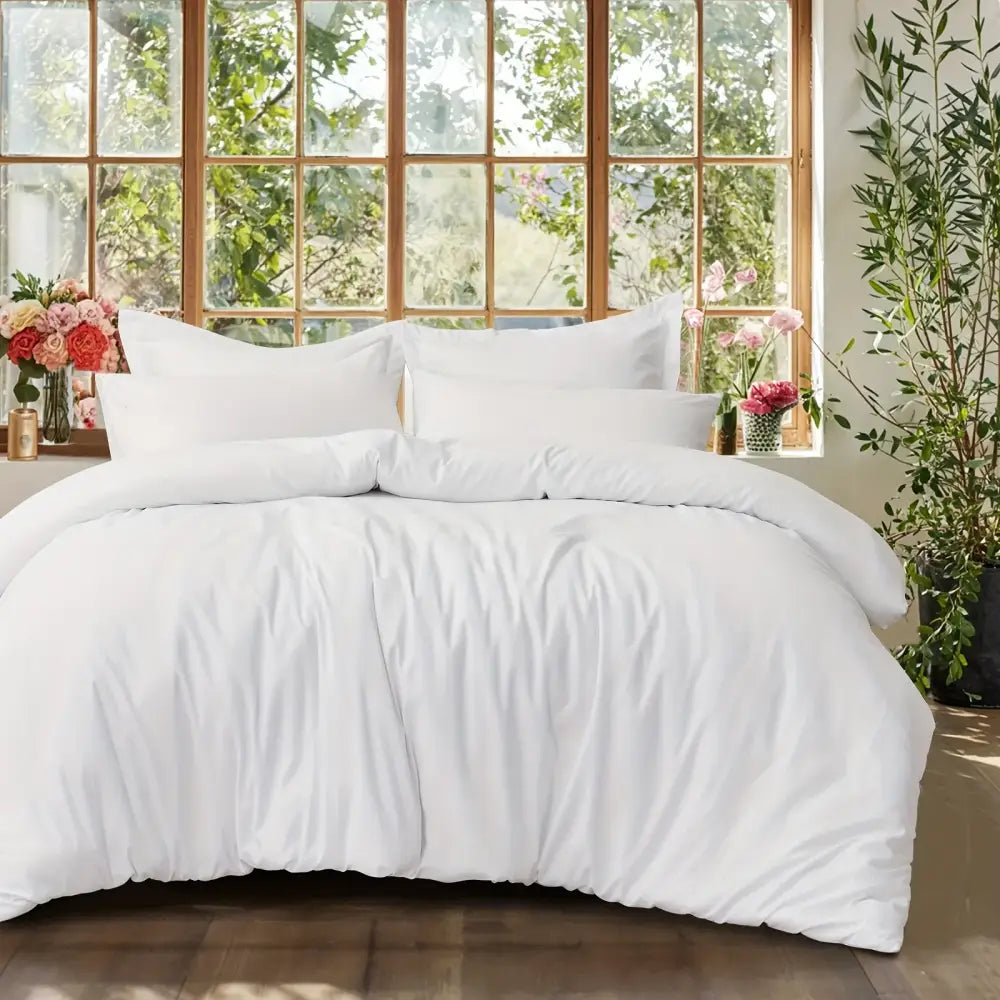 Black satin cotton duvet cover set bedroom textured pillow accent