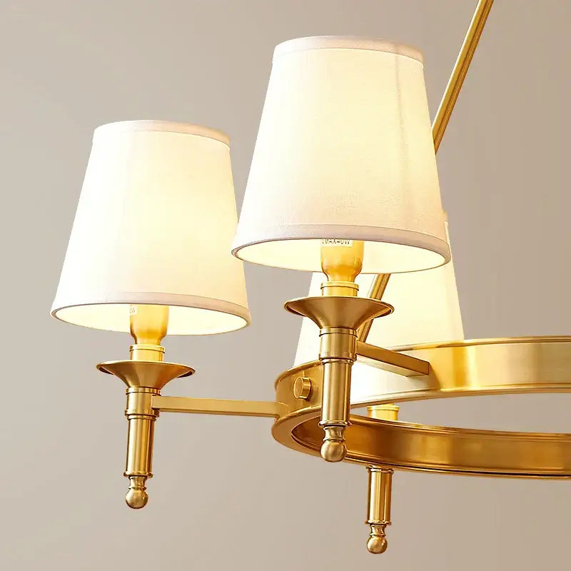 Decorbites copper american chandelier with fabric shades dining room