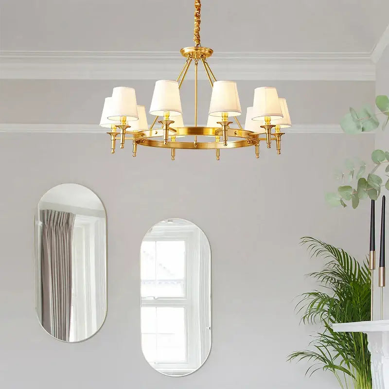 Decorbites copper american chandelier with fabric shades dining room