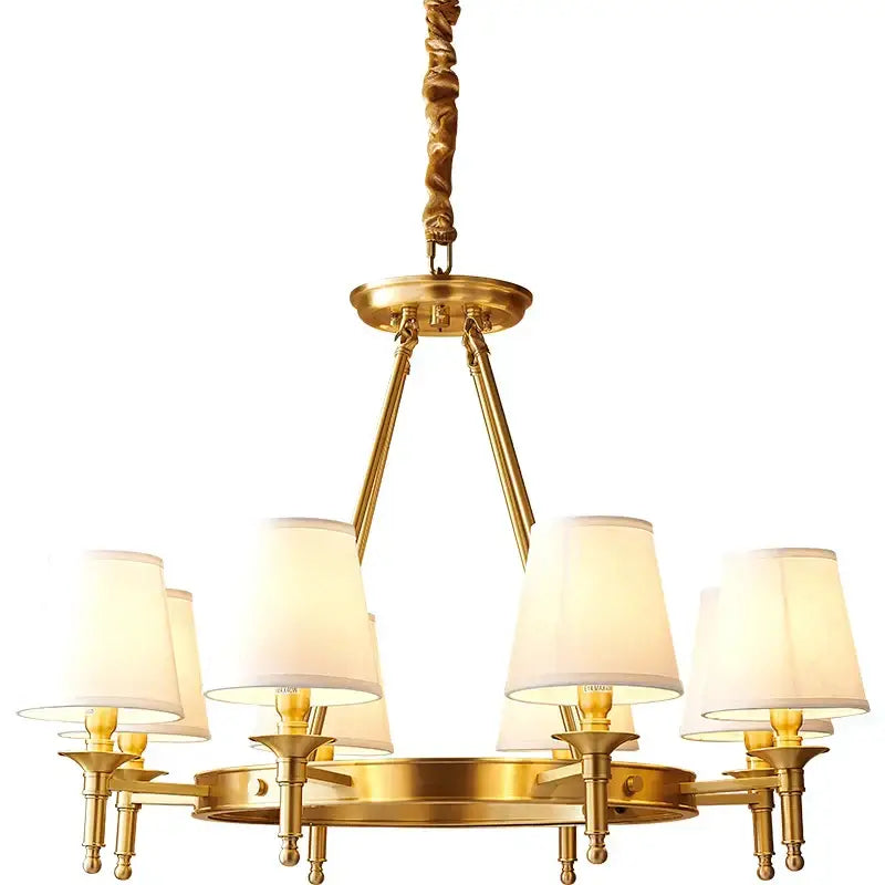 Decorbites copper american chandelier with fabric shades dining room