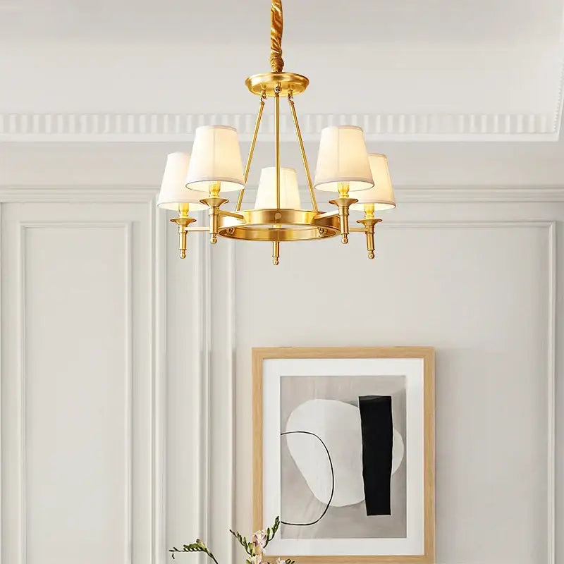 Decorbites copper american chandelier with fabric shades dining room