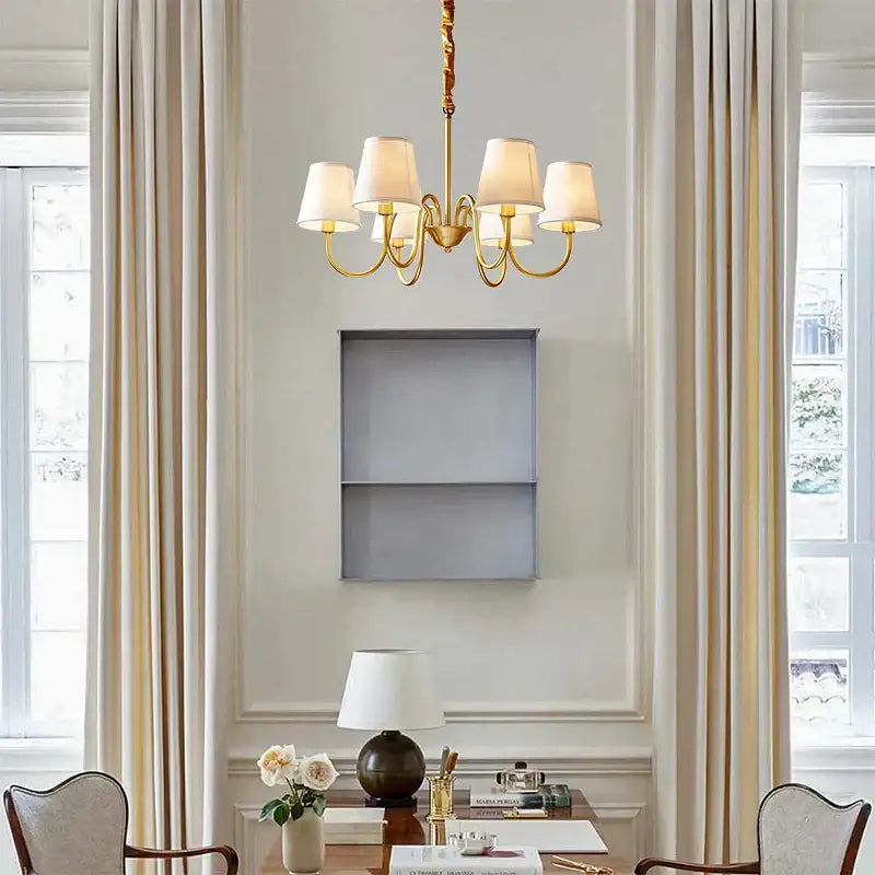 Decorbites copper american chandelier with fabric shades living room