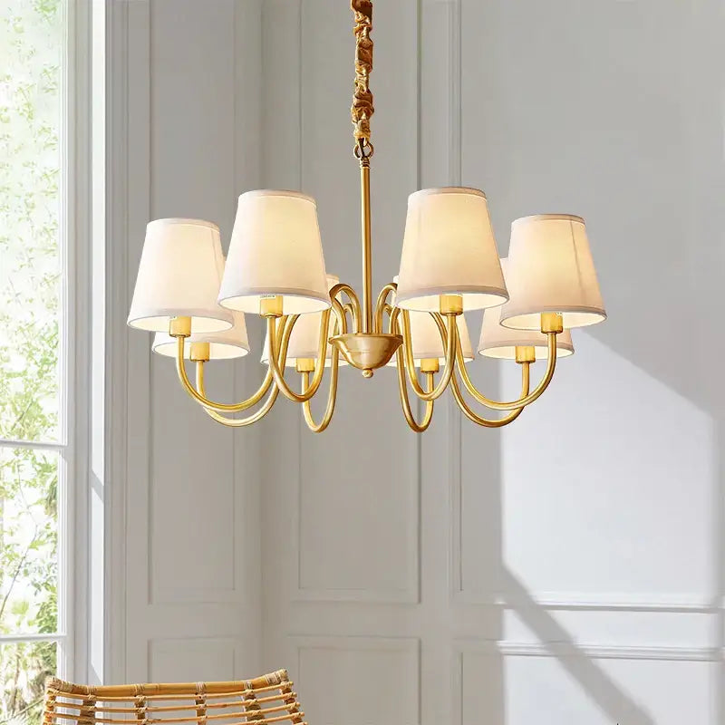 Decorbites copper american chandelier with fabric shades living room