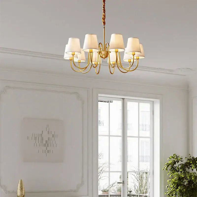 Decorbites copper american chandelier with fabric shades living room