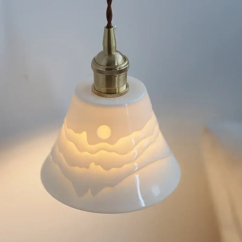 Decorbites copper arm white ceramic mountain wall lamp bedroom light