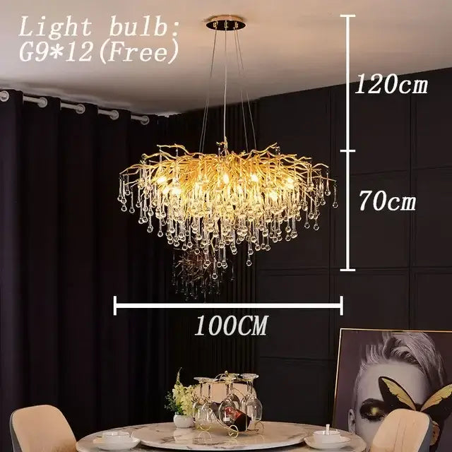 Decorbites copper branch water crystal chandelier for living room