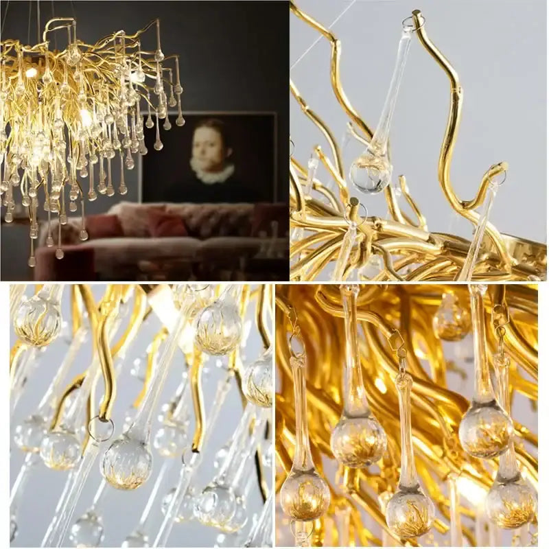 Decorbites copper branch water crystal chandelier for living room