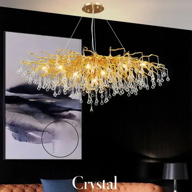 Decorbites copper branch water crystal chandelier for living room