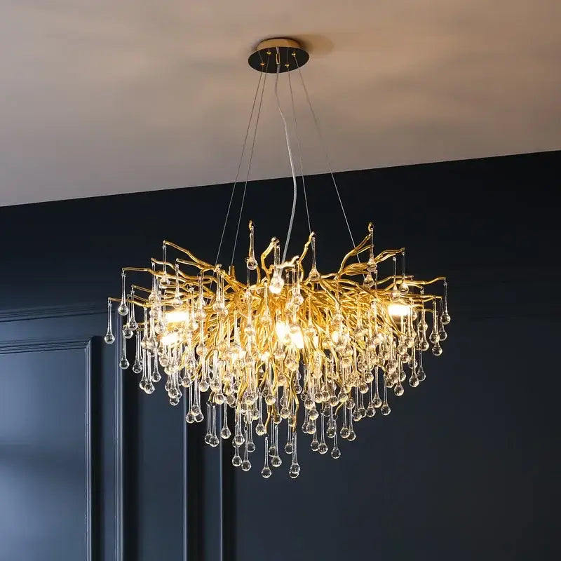 Decorbites copper branch water crystal chandelier for living room