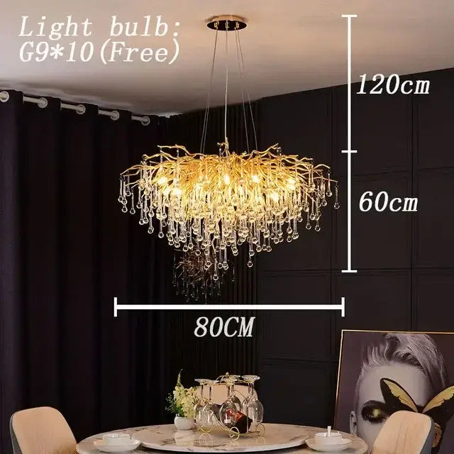 Decorbites copper branch water crystal chandelier for living room