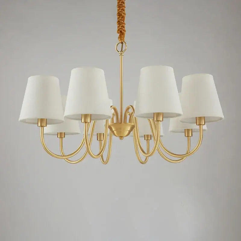 Decorbites copper ceiling chandelier with fabric shades living room
