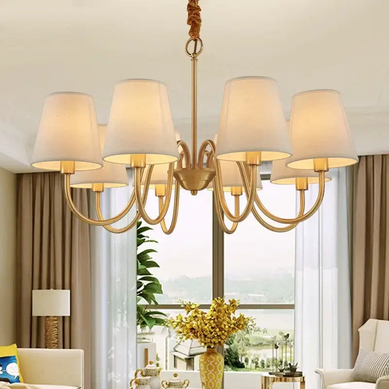 Decorbites copper ceiling chandelier with fabric shades living room