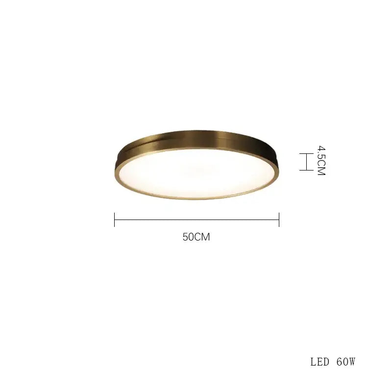 Modern brushed brass copper ceiling lamp bedroom frosted glass light