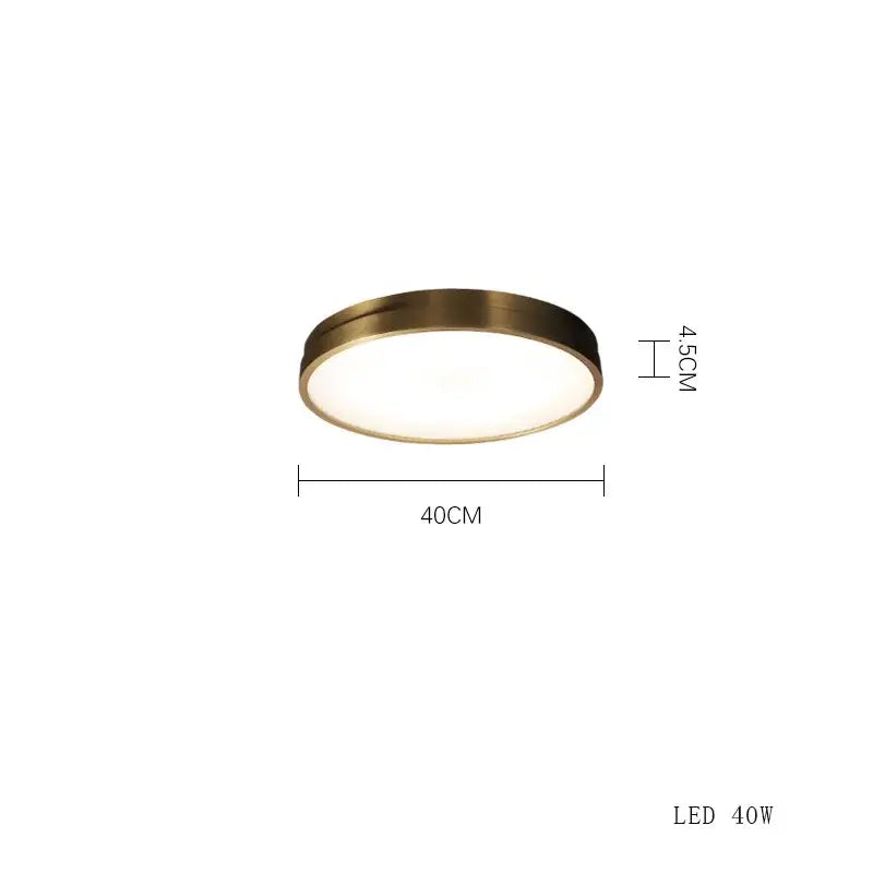 Modern brushed brass copper ceiling lamp bedroom frosted glass light