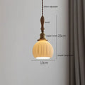Vintage cream ceramic led pendant lamp kitchen ribbed glass shade