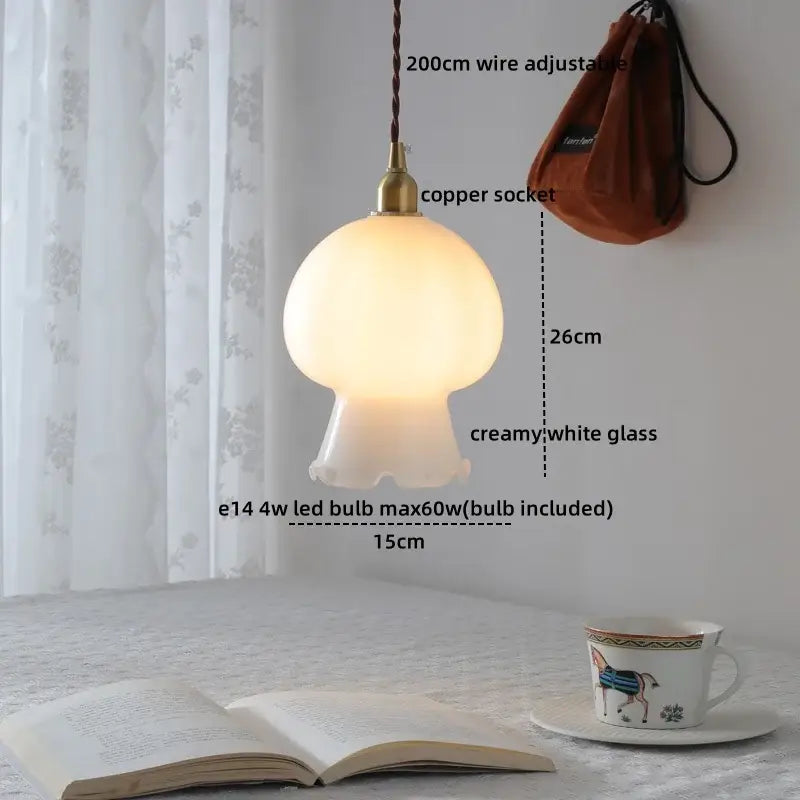 Vintage brass and ceramic led pendant light kitchen glass shade